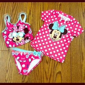 Disney Minnie Mouse 3pc Bathing Suit NWT 5T